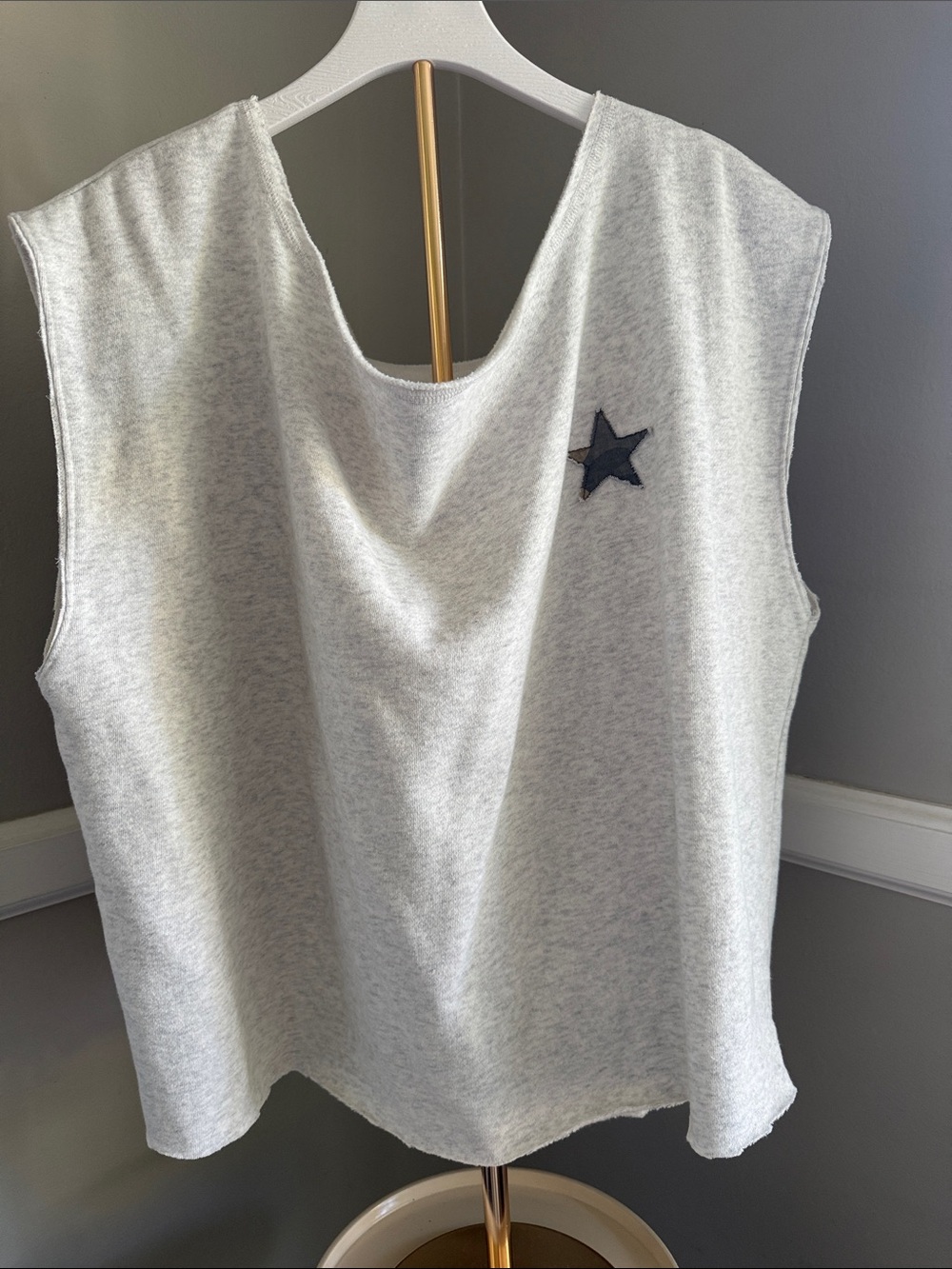 Aeropostale Light Gray Tank Top with Army green Stars